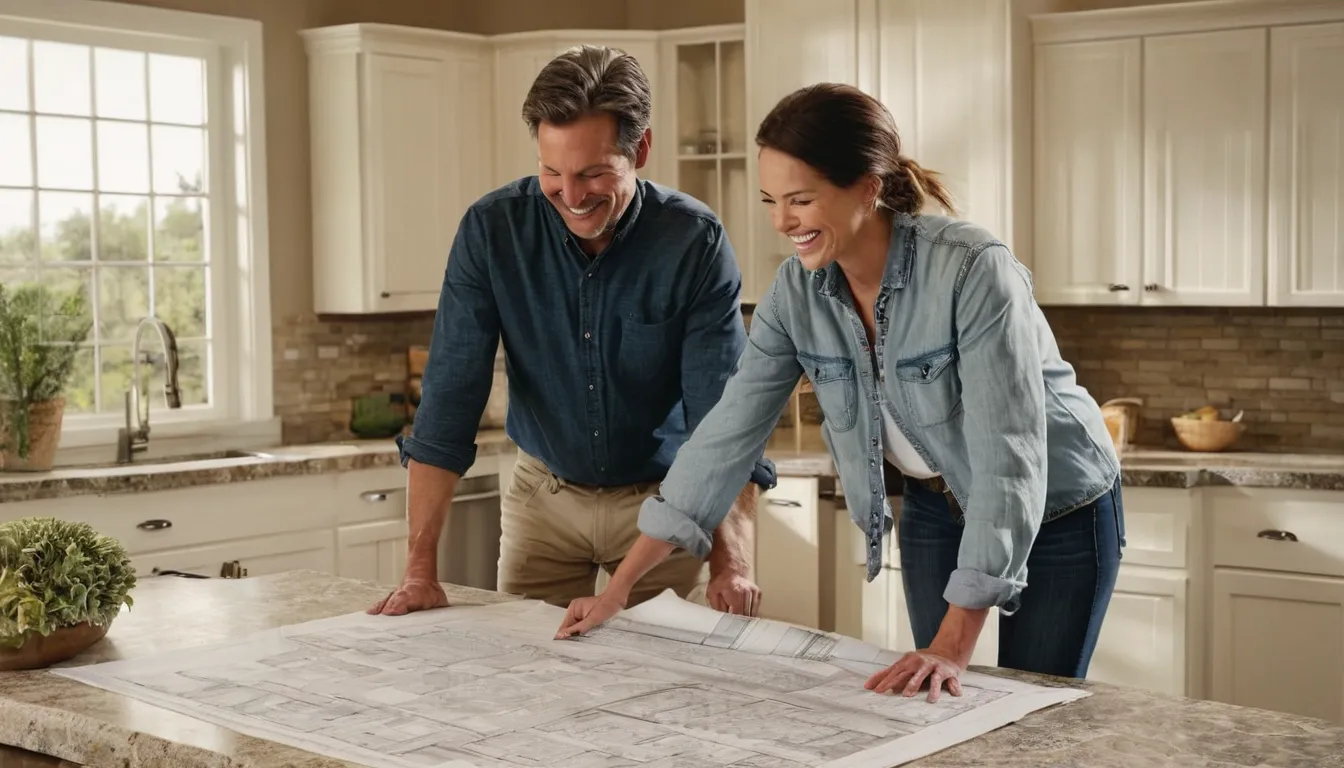 Bright, newly remodeled kitchen with a homeowner and a local provider reviewing plans in the Arlington Heights area